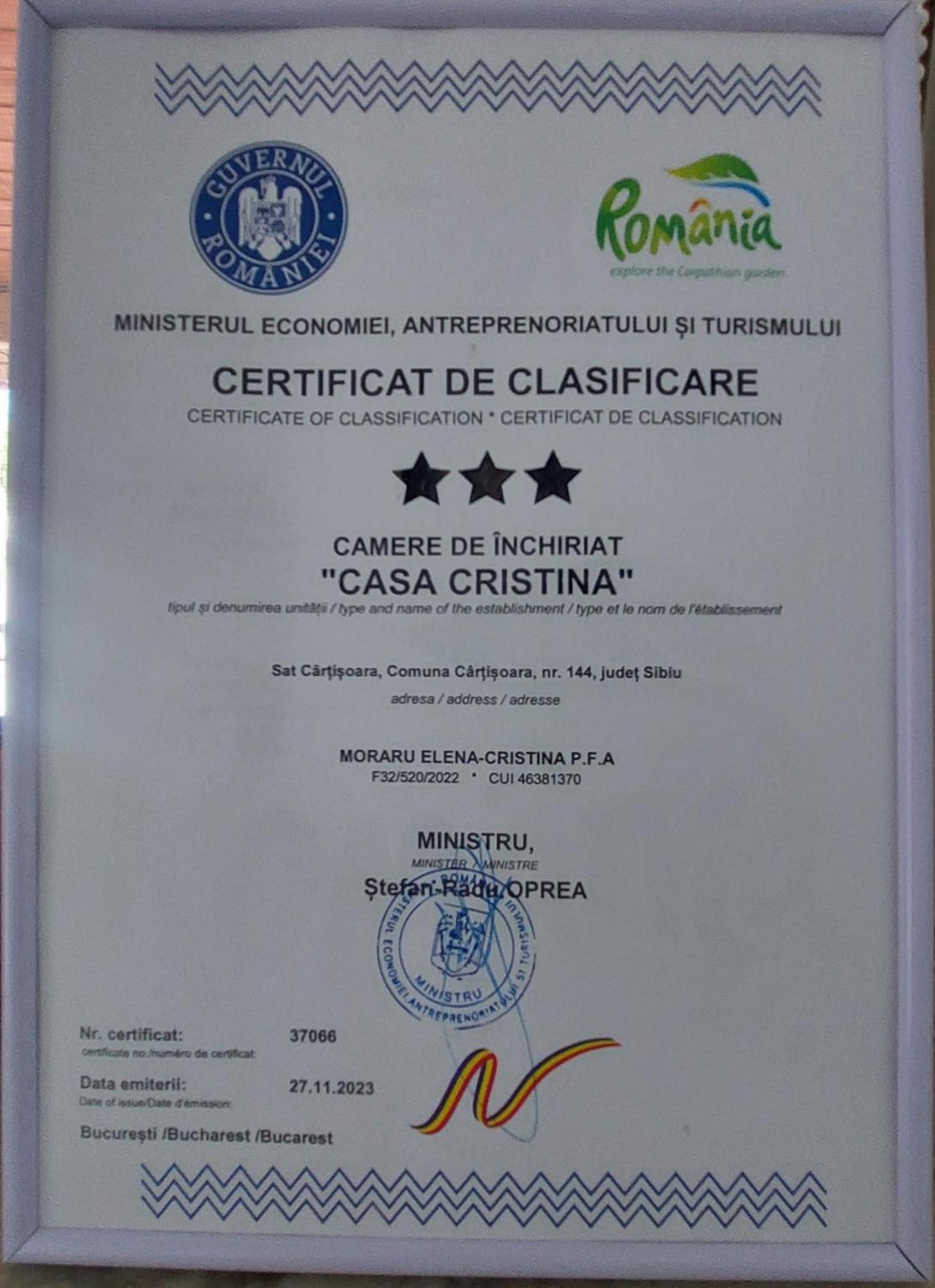 Casa Cristina Hotel Cartisoara Ngoại thất bức ảnh